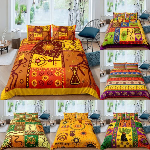 Bohemia estilo étnico conjunto de capa de edredão mandala conjunto de cama para adultos bedcloth 23 pcs rainha rei twin tamanho conjunto 210309