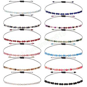 Bohême Perles Naturelles Bracelet Réglable Corde Tressée À La Main Améthys Cristal Pierre De Guérison Bracelet Tissé Bijoux pour Femmes