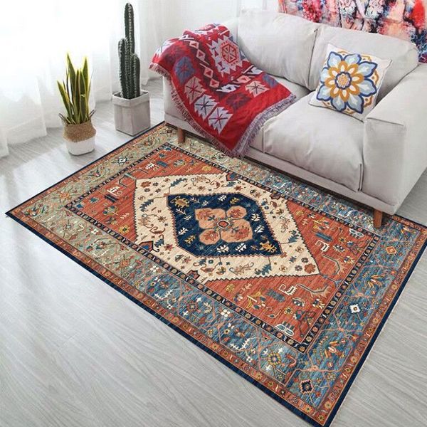 Tapis de Style persan bohémien, antidérapant, pour salon, chambre à coucher, étude, rectangulaire, tapis ethnique Boho marocain, 201292v