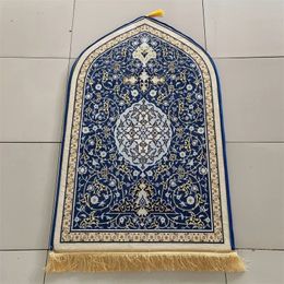 Bohemia Gedrukte gebedsmat voor moslim Ramadan flanellen tapijtaanbidding knielen Embossing Non-slip zachte reis gebedskapjes Kinderen volwassen 240417