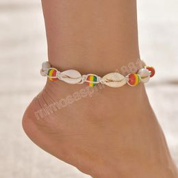 Bohemen Shell Charms Enkelbanden Voor Vrouwen Iriserende kralen Enkelband Zomer Strand Voet Ketting Mode Accessoires Cadeau