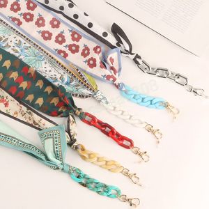 Bohemia Silk Scarf Ribbon Glasses Chain Hanging Neck Rope Fashion Acrylic Sunglasses Lanyard Neckband Eyewear Accessories