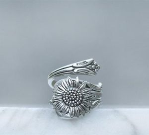 Bohemia Silver Color Spoon Sonnets Daisy pour les femmes Femme Wild Flower Ring Boho Bijoux Accessoires1502436