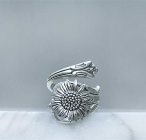 Bohême couleur argent cuillère marguerite anneaux pour femmes femme fleur sauvage anneau Boho bijoux Accessories8073785