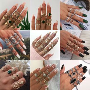 Bohemen Eenvoudig Ontwerp Geometrische Vinger Ring Sets voor Vrouwen Snake Eye Stone Knuckle Ringen Meisjes Mode-sieraden