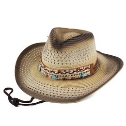 Bohemia Straw hoeden Western Cowboy Hat Summer Beach Sun Lifeguard Hat Panama Cowgirl Jazz Caps Sombrero Hombre