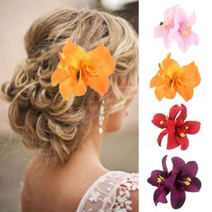 Horquillas para el cabello con flores de orquídeas de estilo bohemio, pasador Multicolor para novia, flor para boda en la playa, horquilla para fiesta para mujer, accesorios para el cabello