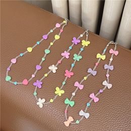 Bohemen Stijl Transparante Mini Bead String Ketting Nieuwe Mode Dames Dames Butterfly Hanger Ketting Strand Party Sieraden Gift