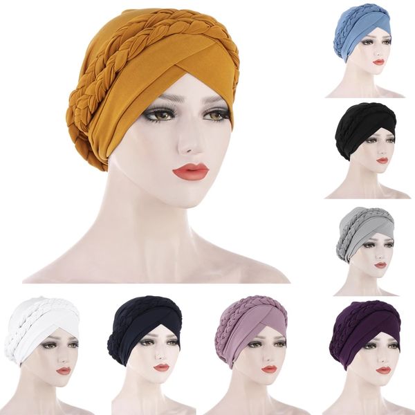 Style bohémien femmes Turban chapeau mode tresse noeud dame foulard Hijab musulman intérieur Hijab pour femmes cheveux accessoires perte de cheveux