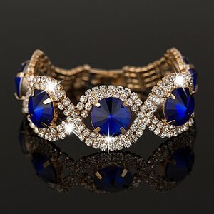 Conjunto de joyas de color azul real para mujer bohemia, pulsera de diamantes de imitación dorados, ajuste de punta, joyería de moda, venta al por mayor, enlace al por menor, cadena