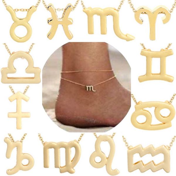 Tobilleras bohemias de 12 constelaciones para mujer, cadena de Escorpio Aries, pulsera de tobillo de los 12 Zodíacos, regalo de joyería de promesa de amistad