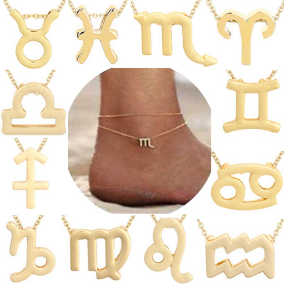 Богемные браслеты с 12 созвездиями для женщин, цепочка Скорпиона, Овна, двенадцать знаков зодиака, браслет на щиколотку, обещание дружбы, ювелирное изделие, подарок