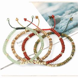 Boheemse 4 mm genezende steen kralen armbanden voor vrouwelijke mannen semi-beschadigde verstelbare handgemaakte handgemaakte edelsteen kristal kralen armband