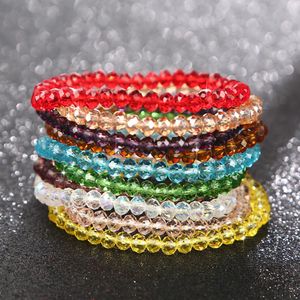 Boheemse Oostenrijk Kristal Kralen Armband Set Voor Vrouwen Transparante Kleurrijke Kristallen Glazen Kralen Stretch Armband Handgemaakte Sieraden