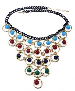 Boheemse blauwe/rode/kleurrijke kwastjes Meerlagige kralen Statement Choker Kettingen Hangers Mode -sieraden voor vrouw