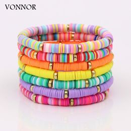 Bohème Bracelets Bijoux Coloré Argile Entretoise Perlé Bracelet pour Femmes Fille Ami Cadeaux De Mode À La Main Poignet Accessoires