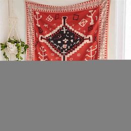 Bohème Tapis Tenture Marocaine Rouge Totem Art Psychédélique Tapis Mur Tissu Tapis Couverture Boho Décor Maison Tête De Lit J220804