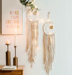 Bohemian Chic Macrame Mall suspendu Tapestry Mandala Moon Dreamcatcher décor boho tissé tricot tissé décoration de maison 2181 V24129612