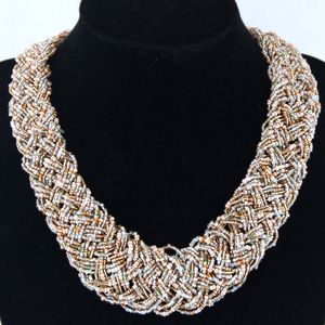 Bohemian Choker Necklace Women Boho Jewelry Strand Multi Layers Beads Statement Necklaces Big Ethnic Jewelry Collares