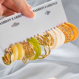 Boheemse kleurrijke acryl drop -oorbellen ingesteld voor vrouwen vlinder parel trend set oorrang feestjuwelen
