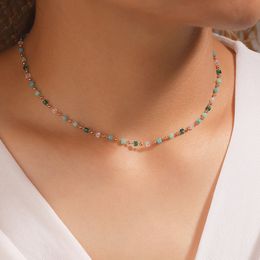 Boheemse kleurrijke kraal ketting choker ketting voor vrouwen groene kristal kralen kettingen charme handgemaakte feest sieraden