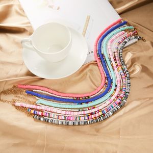 Bohème coloré argile poterie douce colliers ras du cou mode Double couche petites perles colliers pour femmes bijoux