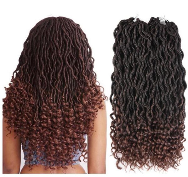 Tresses synthétiques bouclées bohémien au Crochet, Faux Locs, Extensions de tresses ombrées, 18 pouces, 24 brins, Dreadlocks, Hair5465688