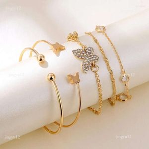Boheemian EEFS Charm Rhinestone armbanden Zirkoon vlinder elegant voor vrouwen goud kleurenketen armband sets vintage 98444