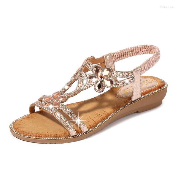 Bohemian Fashion Woman Style Sandals Diamonds Wedge Party Zapatos para mujeres Summer de verano Tamaño 5 's