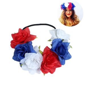 Boheemian Faux Rose Headband Flower Crown Hair Band Accessoires Women Girls Girls BRIDMIDS WREATTE BLOEMEN Wedding Hoofdtooi Wrans Garland JY1194