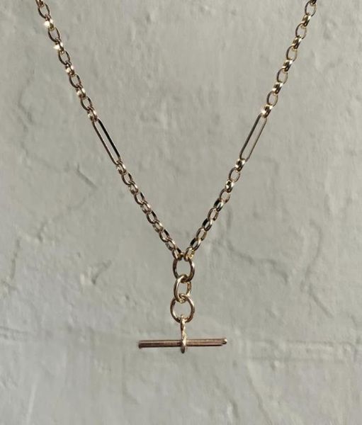 Bohème amitié cadeau collier Bijoux Femme Simple gros liens chaîne HR pendentif T Bar colliers pour femmes Chains3807945