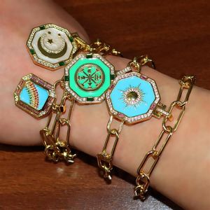 Boheemse Geometrische Bedelarmband Voor Man Regenboog Zon En Maan Bijoux Vintage Sieraden CZ Steen Turkse Gouden Armbanden3167