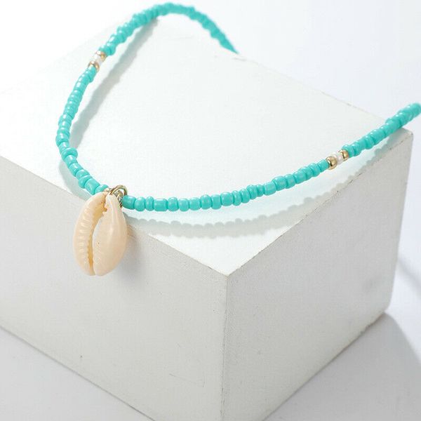 Gargantilla de cuentas verdes bohemias, collar de concha marina, colgante de clavícula, concha de mar Natural, cuentas de cauri, joyería de playa para mujer Y0301