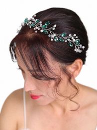 Bohemian Hair Band Green Hair Jewelry RHINESTE CRISTAL CIÈCES PARTIE POUR FEMMES CHEAUX BRIDAL MARIAGE HEIRS ACTIONS T6IW #