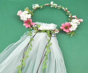 Boheemian Hair Crowns Flower Headbands Women Wedding Beach Bridal Veils Girls Hair Accessories Biral Garlands5400985