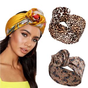 Tabilla de alambre de hierro impresa de banda bohemia yoga corriendo femenina turbante flor de diadema enrollado accesorios para el cabello