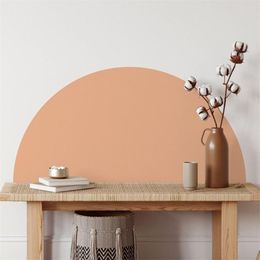 Boheemse halve cirkel roze beige grafische muursticker verwijderbare vinylwand sticker peel en stok woonkamer interieur huisdecor 220613