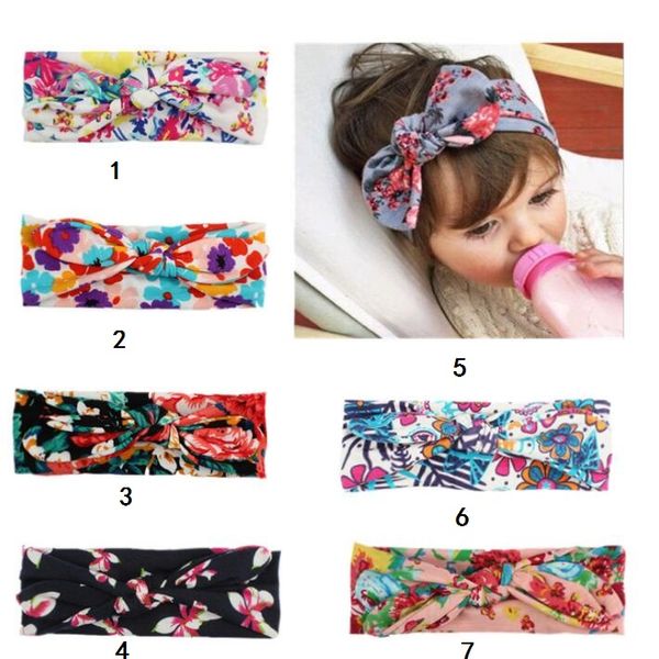 Diadema bohemia Niña de algodón Bebé Bowknot Flor Turbante Twist Head Wrap Nudo trenzado Banda para el cabello suave Diademas para niños Bandanas al por mayor