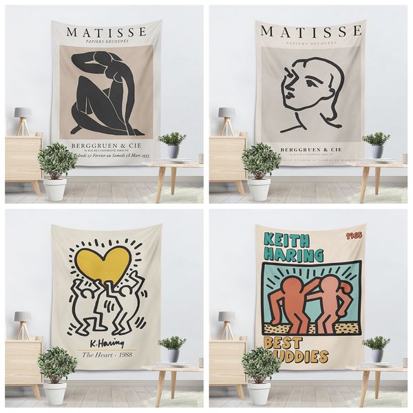 Bohemian Hippie Anime Nordic Tapestry Aesthetic Beach Towel Yoga Mat Résumé Minsist Matisse Art Wall suspendu Tapestry