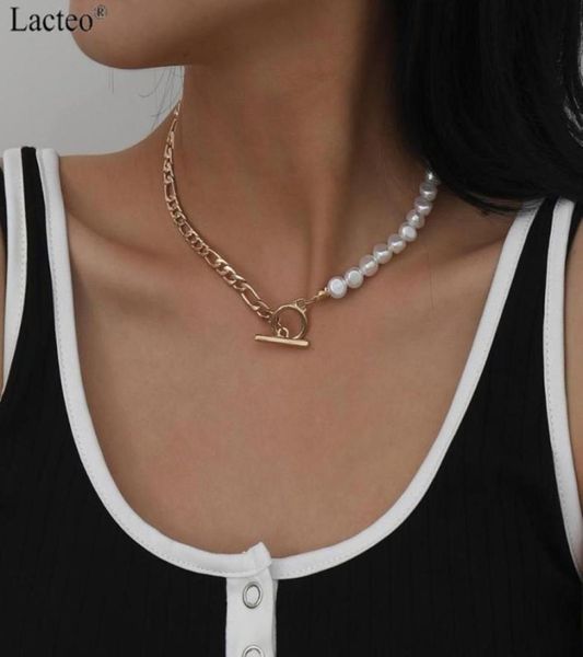 Bohemian Imitation Pearl Metal Chain Choker Collier Bijoux pour femmes Cercle Stick Button Déclaration PENDANT Collier 9226392