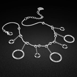 Boheemse sieraden Anklet gepersonaliseerd 925 Sterling Silver Infinity Circle armband te voet zomer voor vrouwen cadeau 240408
