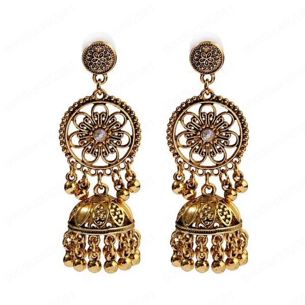 Bijoux ethniques bohème, couleur or, accessoires de boucles d'oreilles à fleurs, perles Vintage oxydées, boucles d'oreilles pendantes pour dames