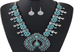 Ensembles de bijoux bohème pour femmes Vintage perles africaines ensemble de bijoux Turquoise pièce déclaration collier boucles d'oreilles ensemble bijoux de mode2518718