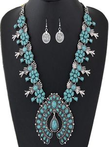 Boheemse Sieradensets Voor Vrouwen Vintage Afrikaanse Kralen Sieraden Set Turquoise Munt Verklaring Ketting Oorbellen Set Mode-sieraden8765018
