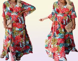 Bohème caftan plage tunique coton plage couvrir Saida de Praia maillot de bain femmes Bikini couvrir paréo Sarong Beachwear4905629