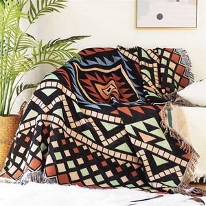 Boheemse gebreide gooi draad deken op het bed sofa handdoek plaid tapestry spread tafelkleed 211101
