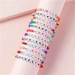 Bohemian lettre bracelet adolescents enfants coloré les lettres d'énergie positive