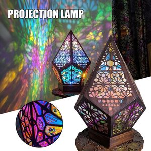 Bohemian Light Polar Star Kleurrijke Vloerlamp Home Decor Gang Ideaal voor Kamer Projectie Fee Houten Geometrische USB-tafellampen