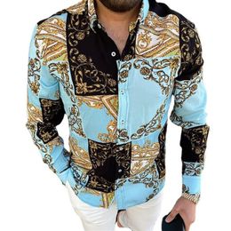 Boheemse t-shirt met lange mouwen blusa shirts retro gedrukte mode trendy heren heren boho hippie bluse top blouse261m