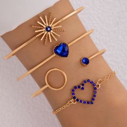 Bohème amour cercle creux multicouche ouvert Bracelet femmes géométrique alliage cristal pierre brique incrusté Bracelet